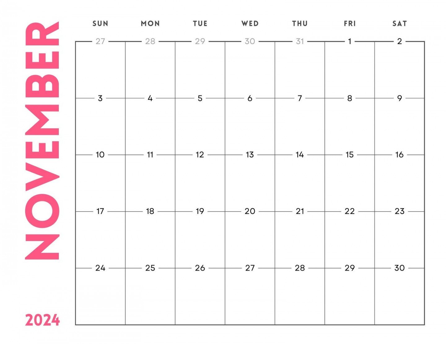 Free and printable november calendar templates canva