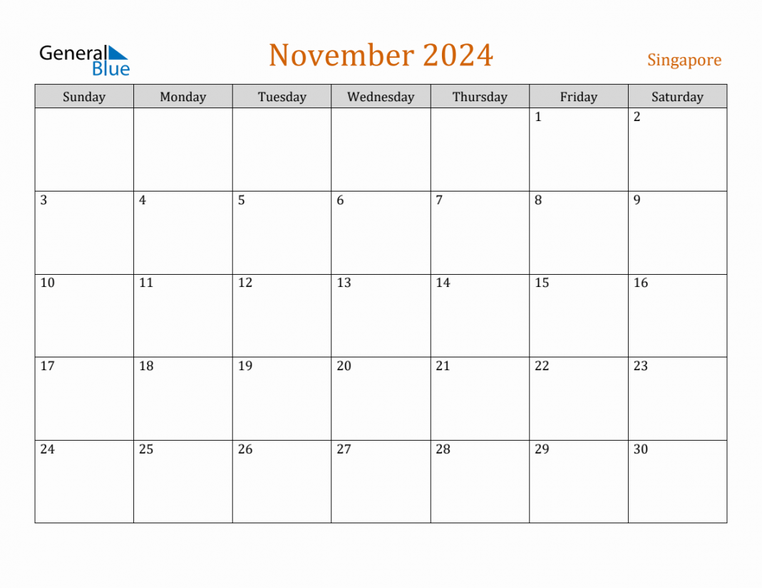 Free november singapore calendar