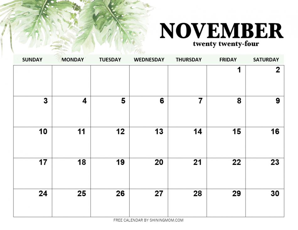 Free printable november calendar with holidays awesome designs!