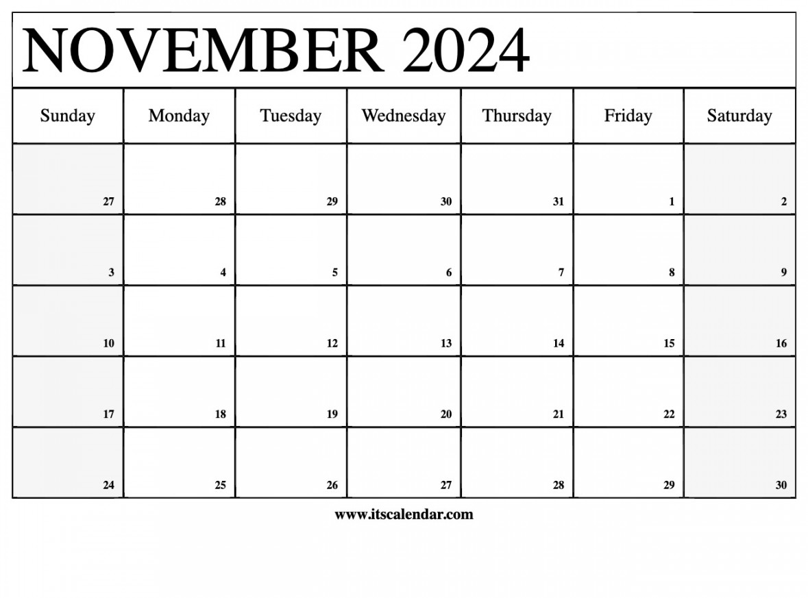 Free Printable November  Calendar