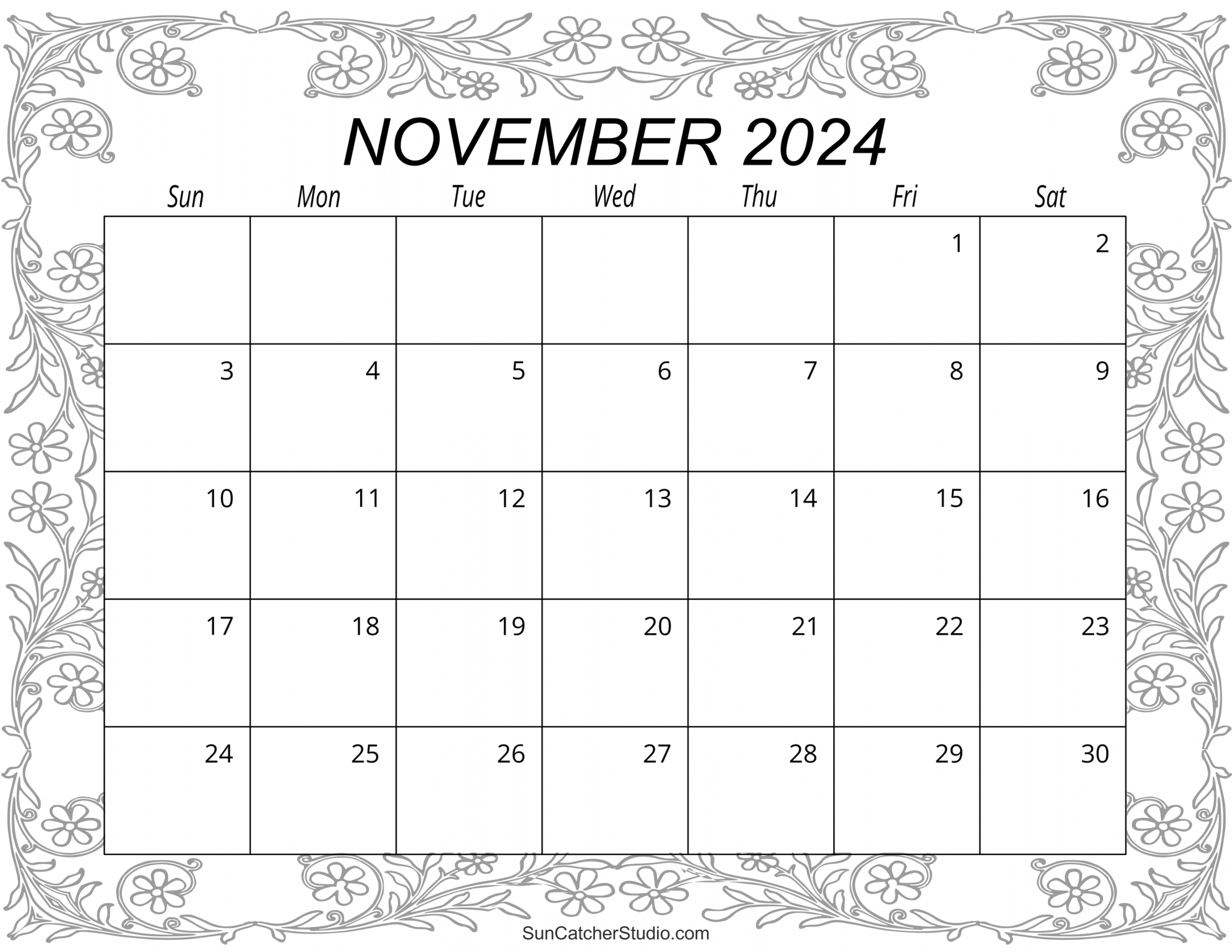 November  Calendar (Free Printable) – DIY Projects, Patterns