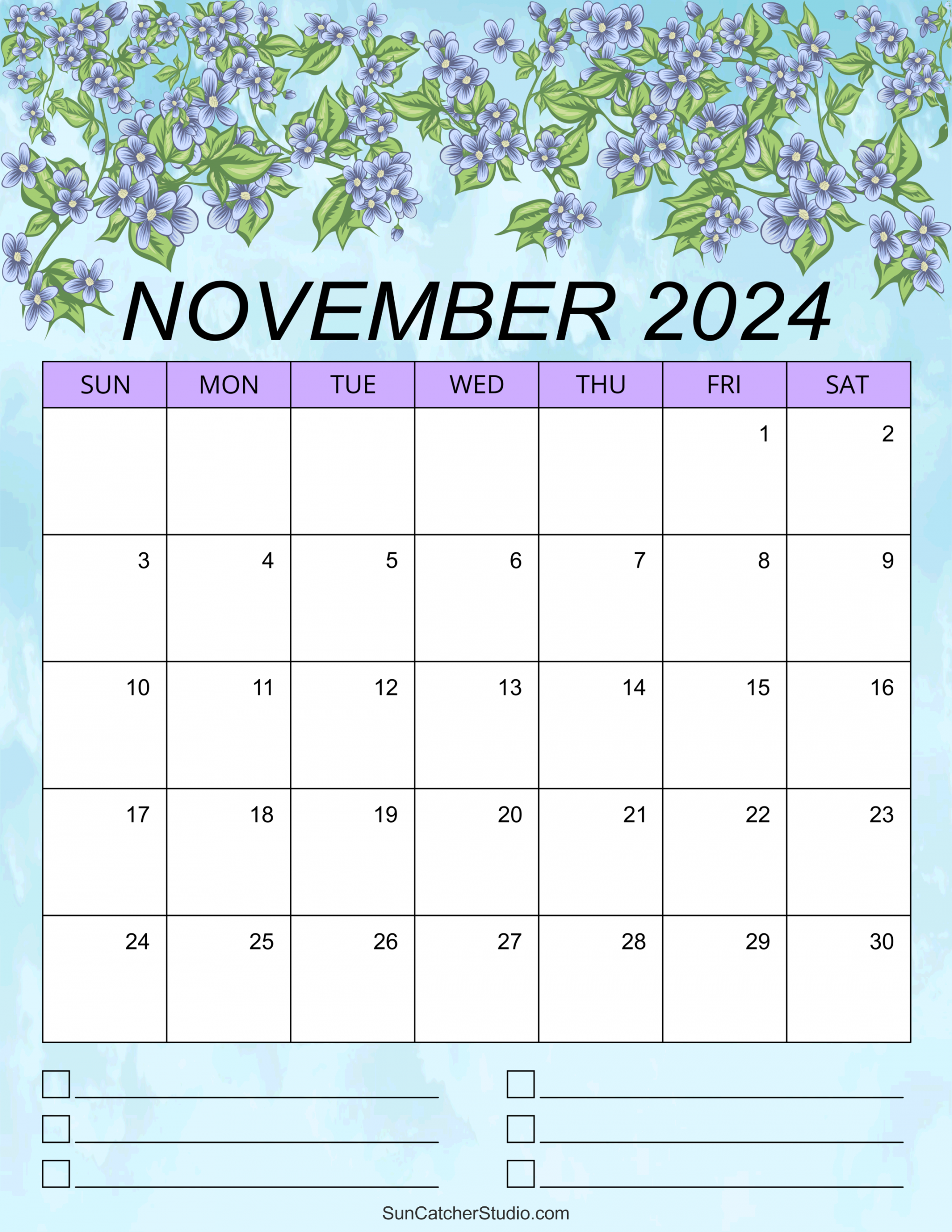 November  Calendar (Free Printable) – DIY Projects, Patterns