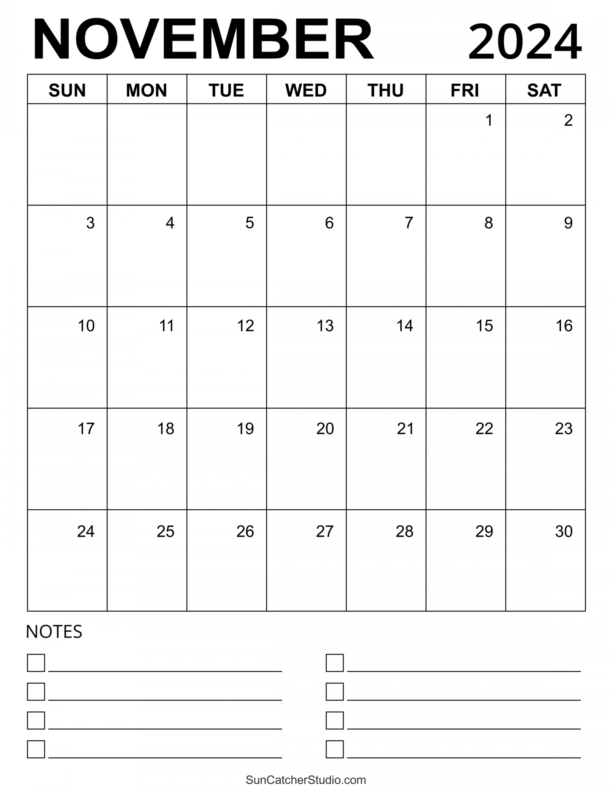 November  Calendar (Free Printable) – DIY Projects, Patterns