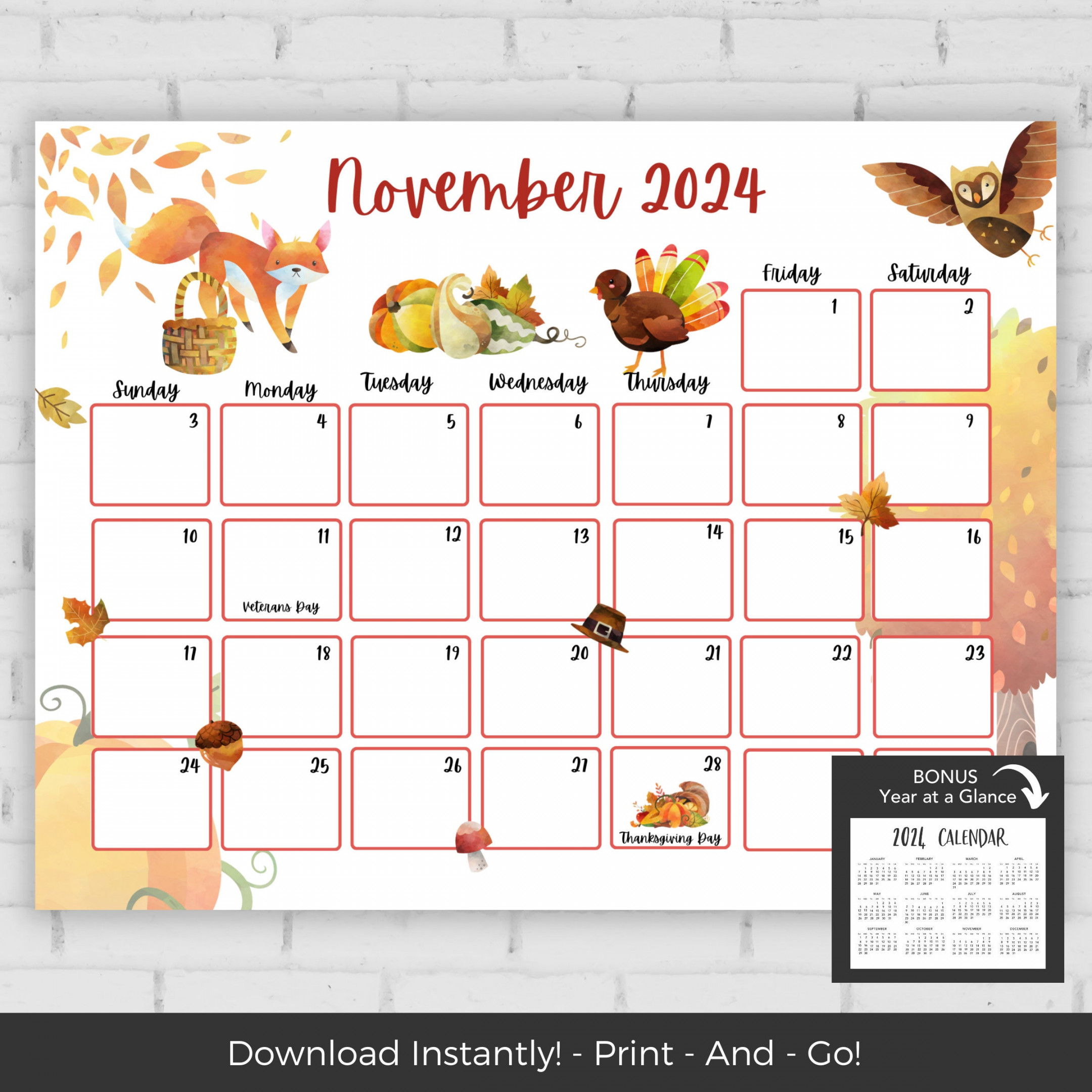 November  Calendar, Kids Calendar Printable, Calendar