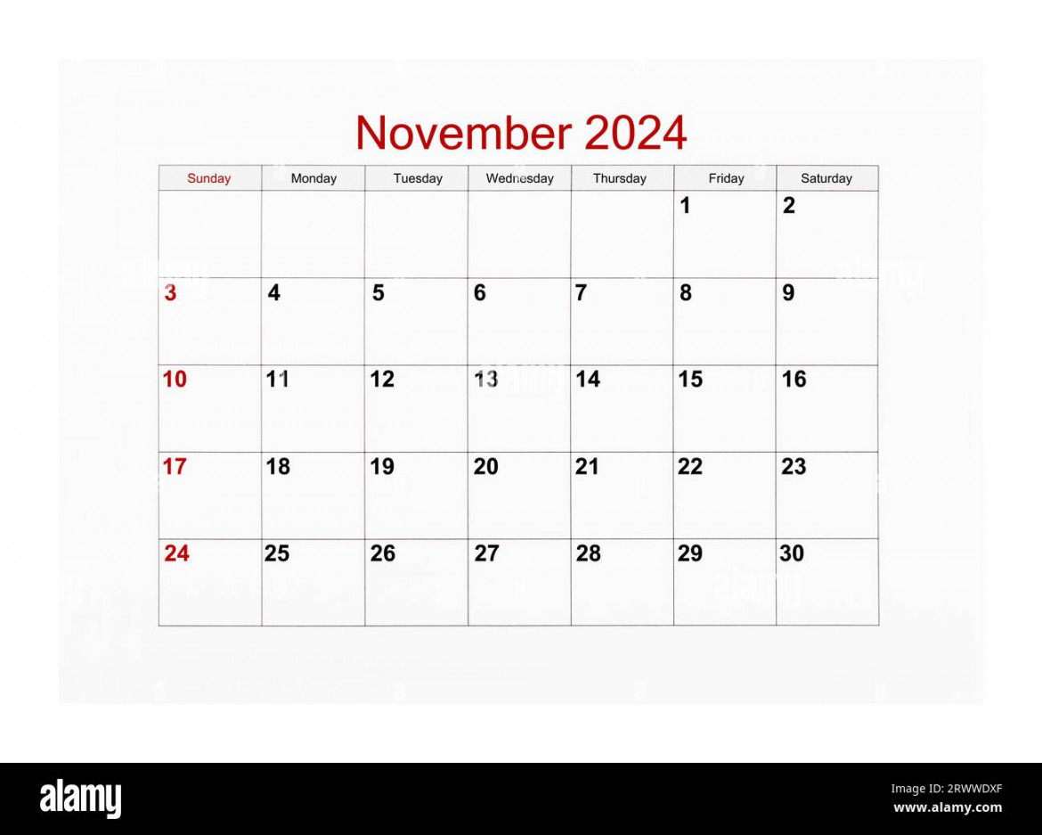 November  Calendar page for  year isolated on white