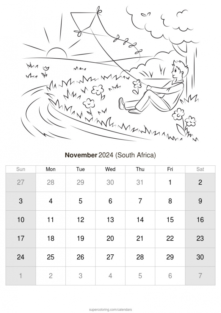 November calendar south africa