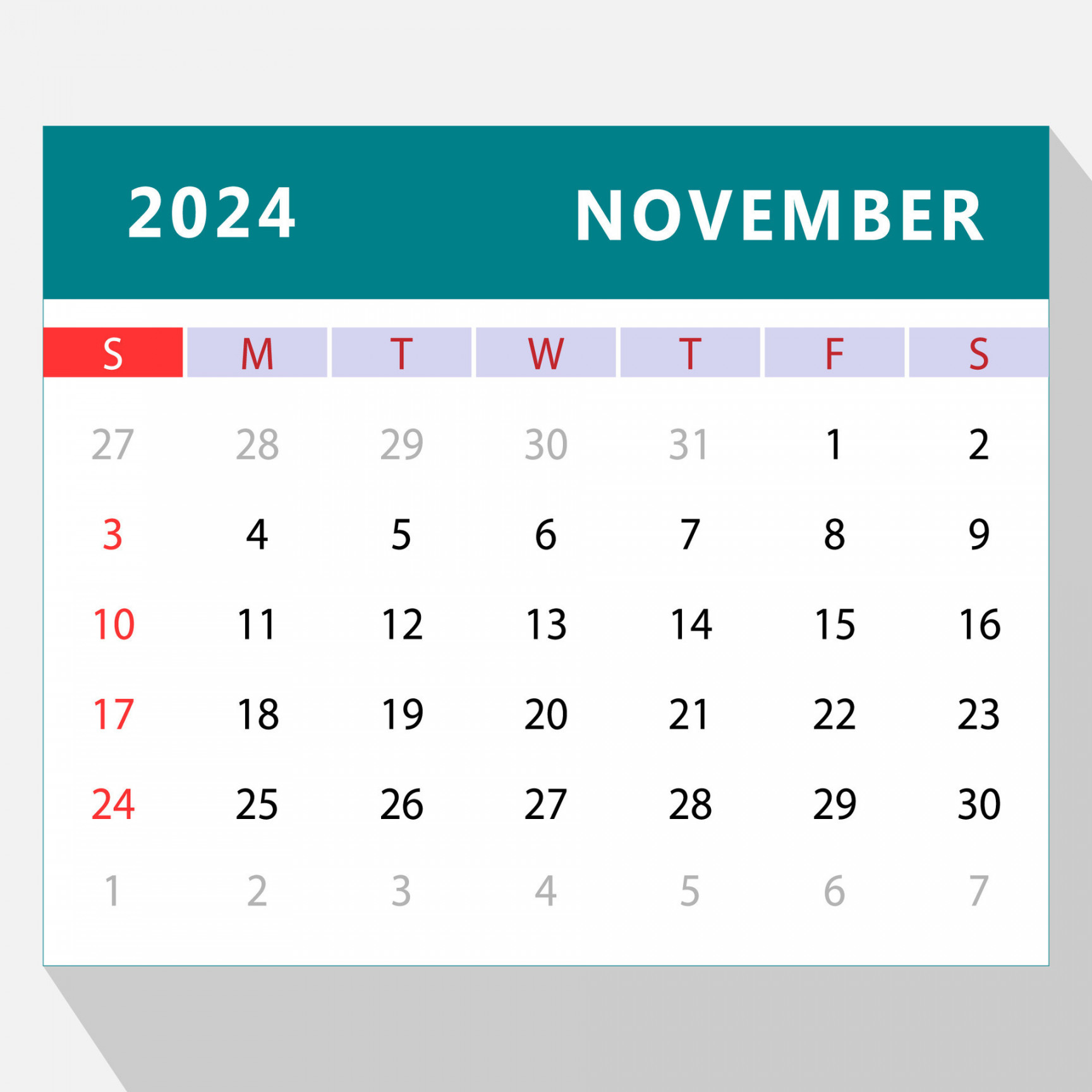 November calendar template