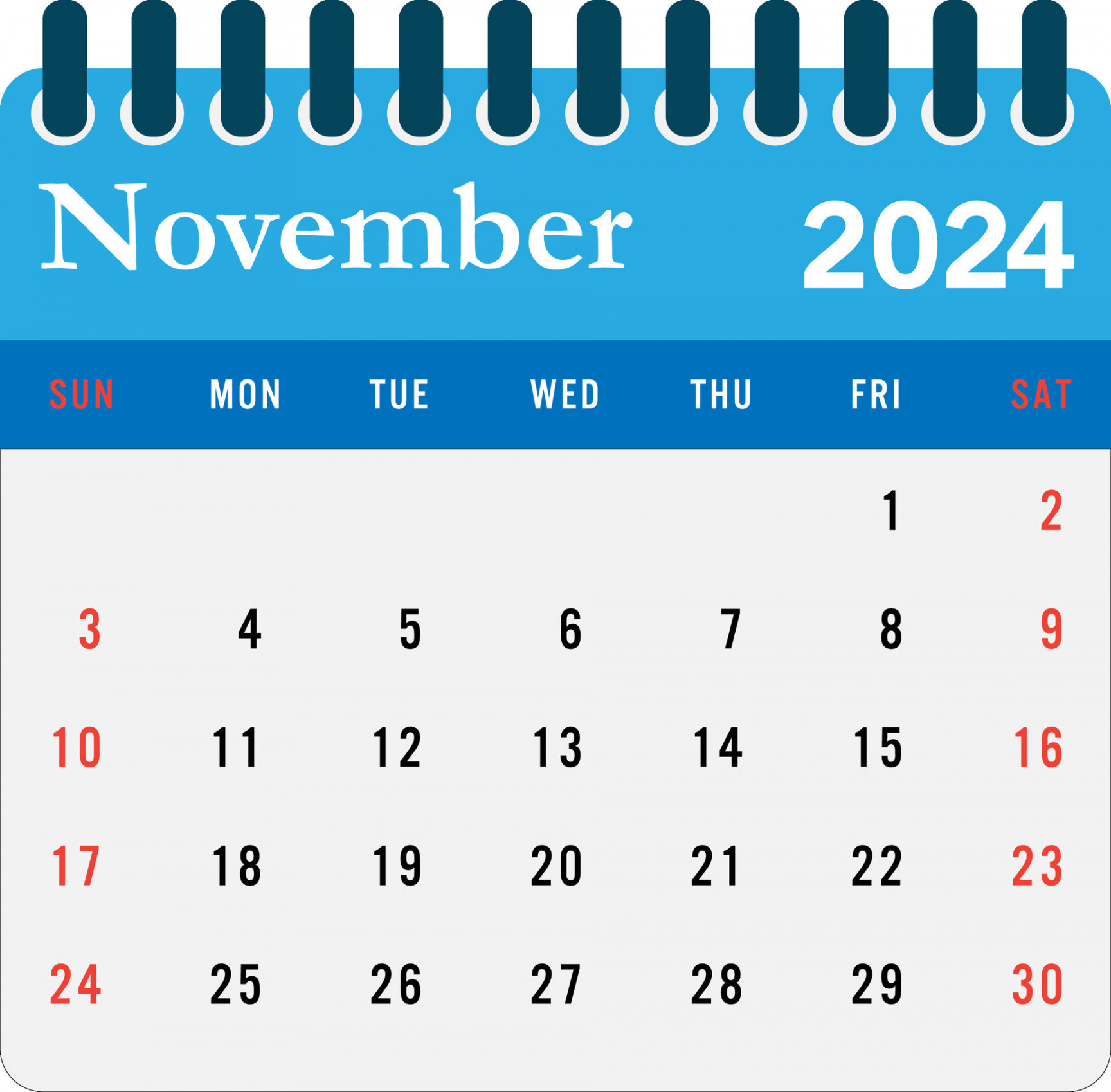 November  calendar Wall calendar  template  Vector