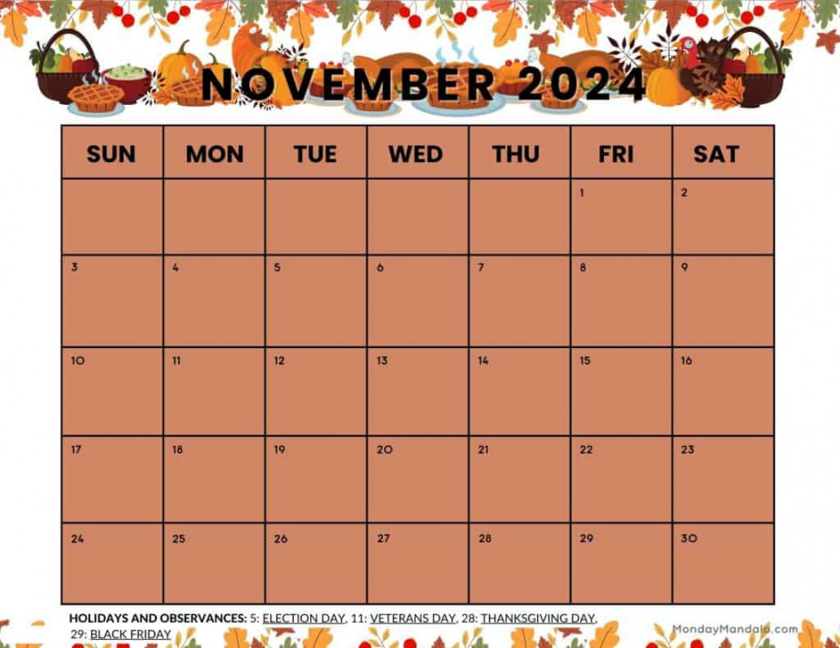 November calendars ( free printable pdfs)