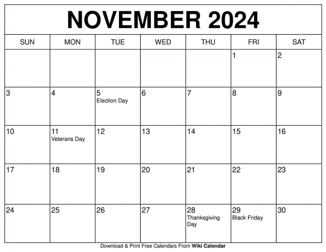 Printable november calendar templates with holidays wiki