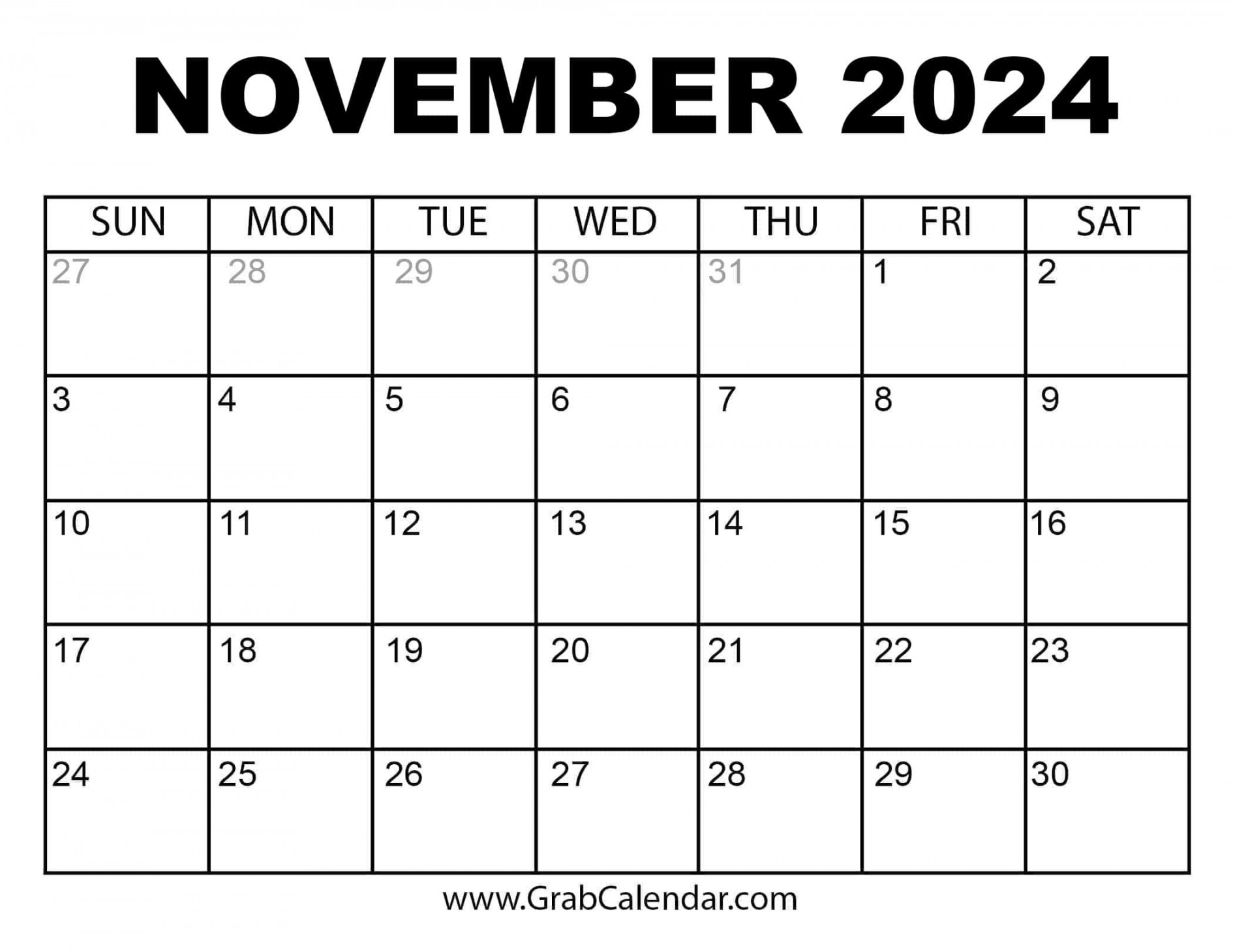 Printable November  Calendar