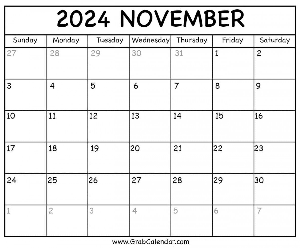 Printable November  Calendar