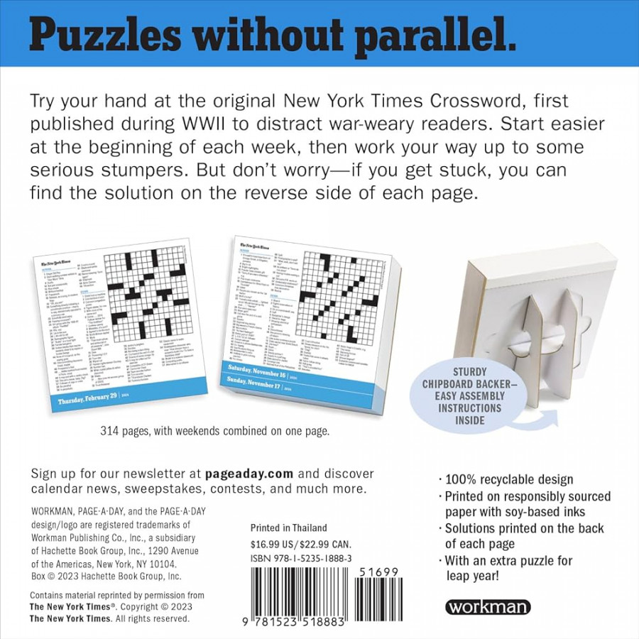 The new york times daily crossword page a day calendar : for crossword beginners and puzzle pros: workman calendars, shortz, will: amazon