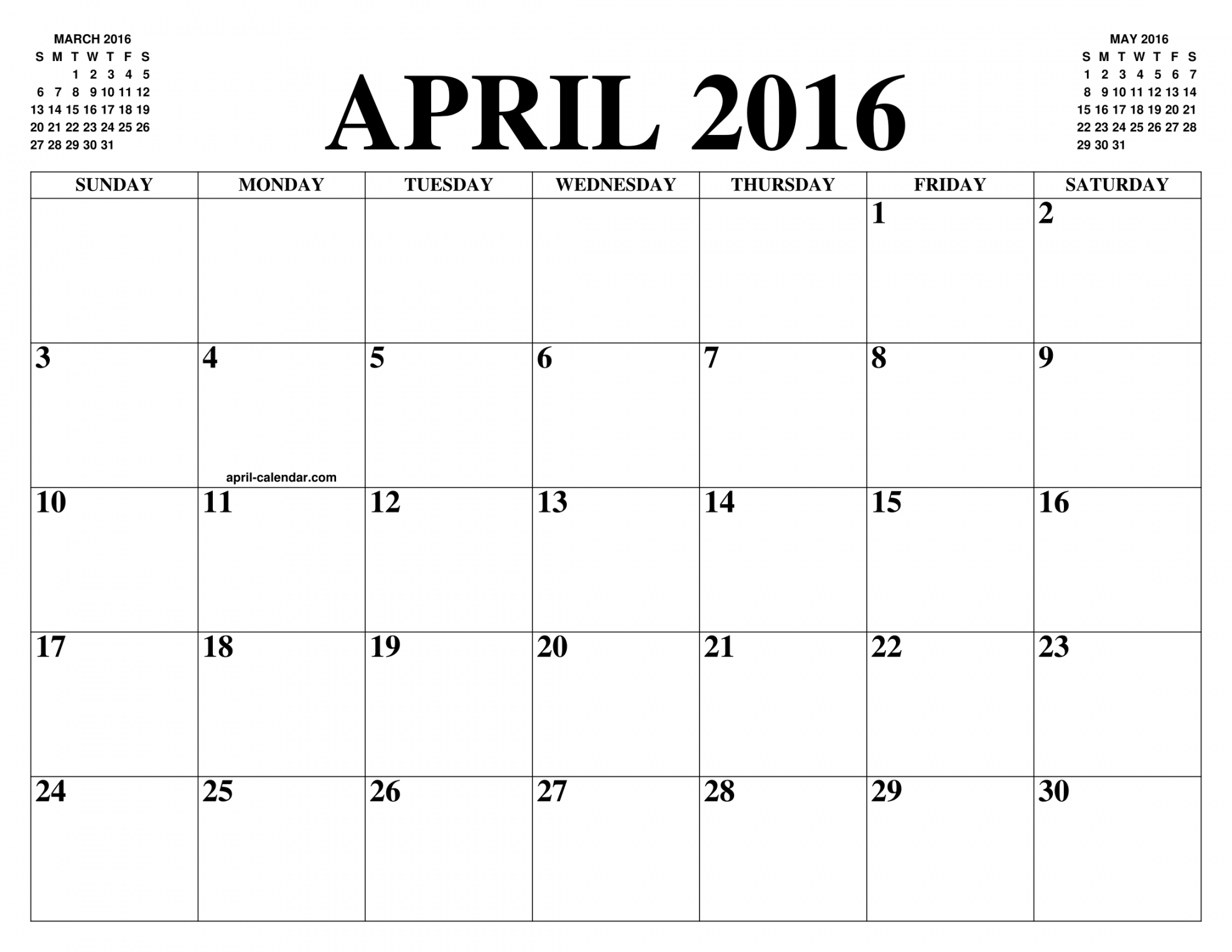 APRIL  CALENDAR OF THE MONTH: FREE PRINTABLE APRIL CALENDAR OF