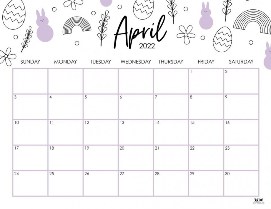 April  Calendars -  FREE Printables  Printabulls