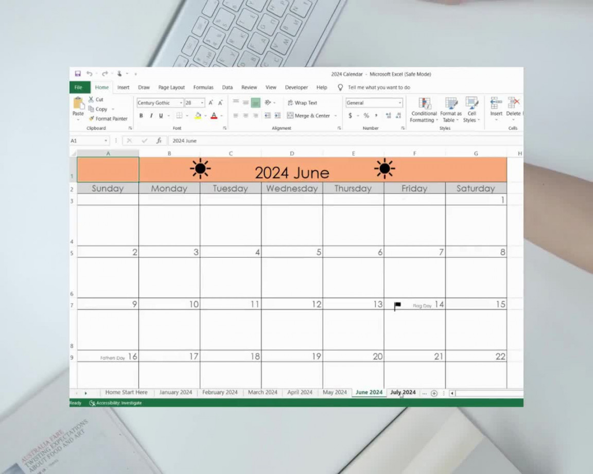 Calendar Excel Template,  Months Planner Spreadsheet, Birthday  Tracker, Task Calendar, Digital Planner, Google Sheets Compatible