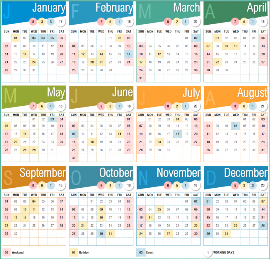 Excel calendar with designed layouts free download