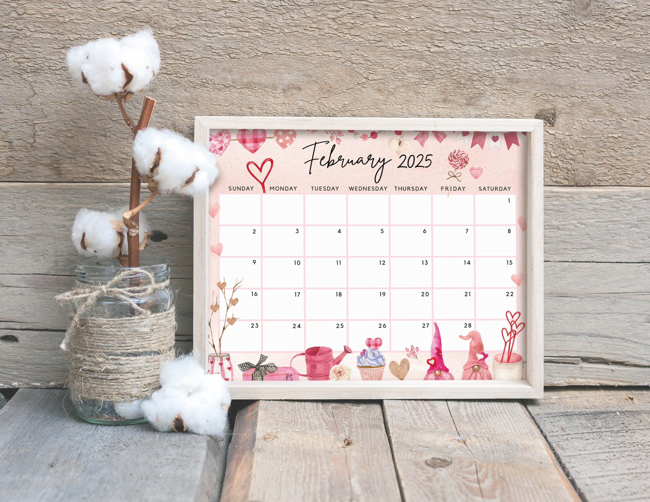 February calendar, lovely & sweet valentine&#;s day gnome