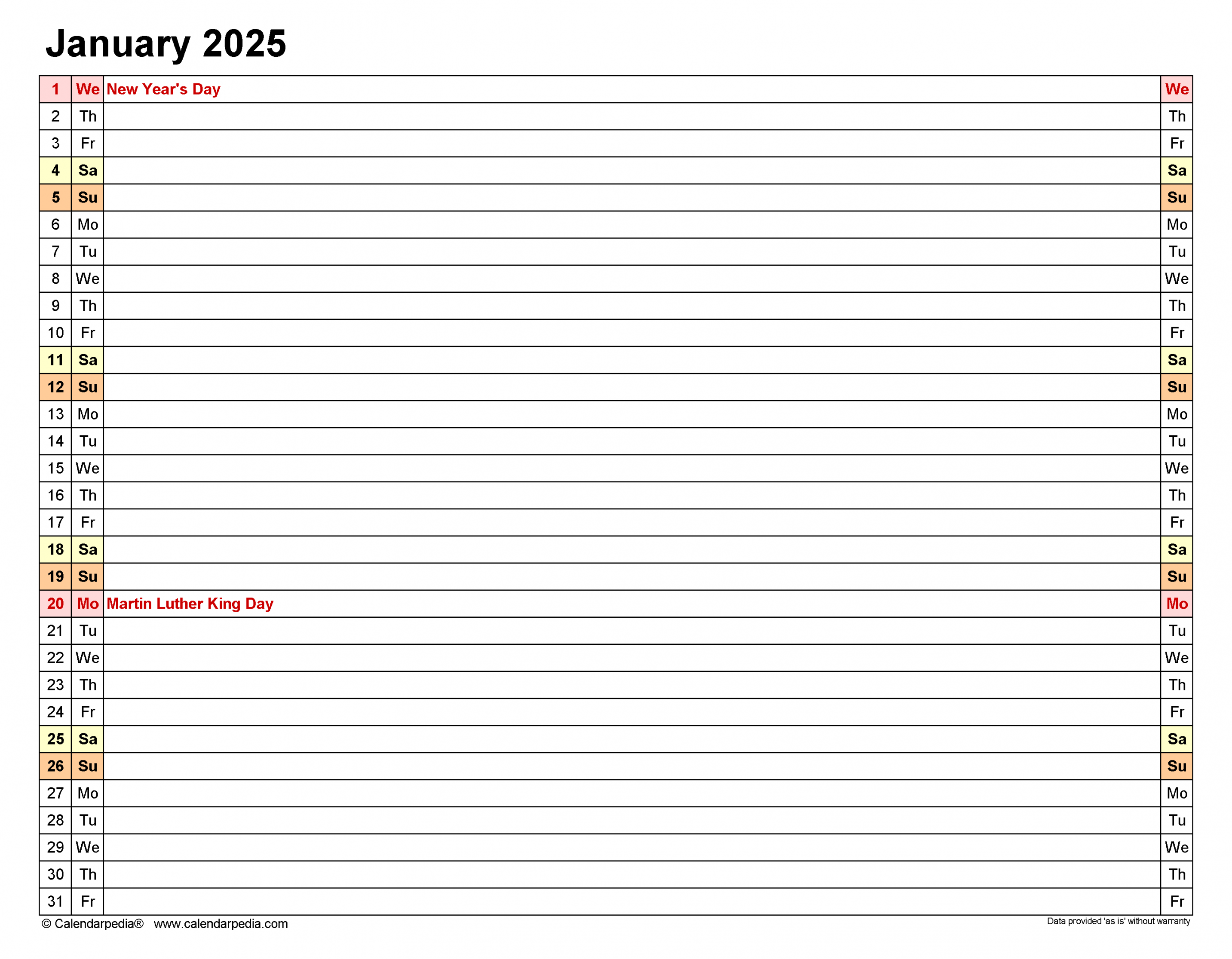 January calendar templates for word, excel and pdf