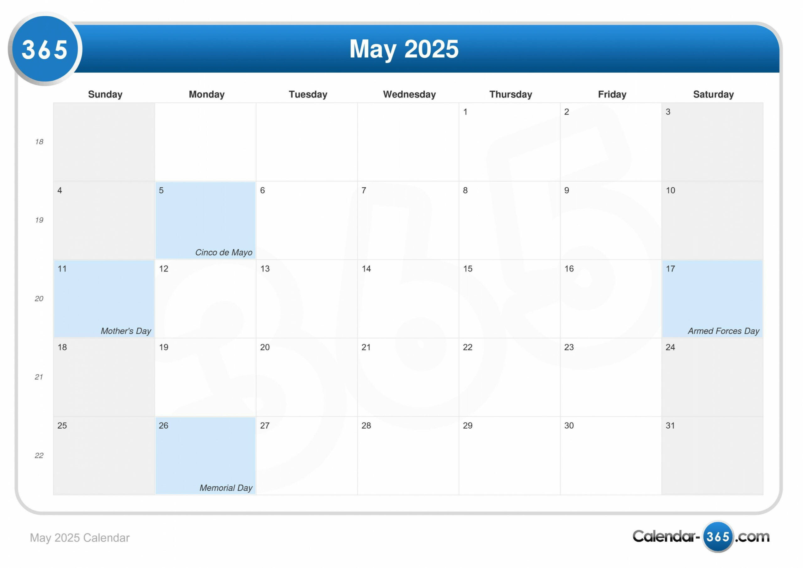 May calendar