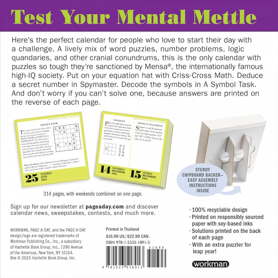 Mensa®  Brain Puzzlers Page-A-Day Calendar : Word Puzzles