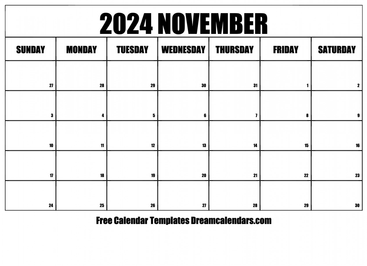 November calendar free printable with holidays and observances