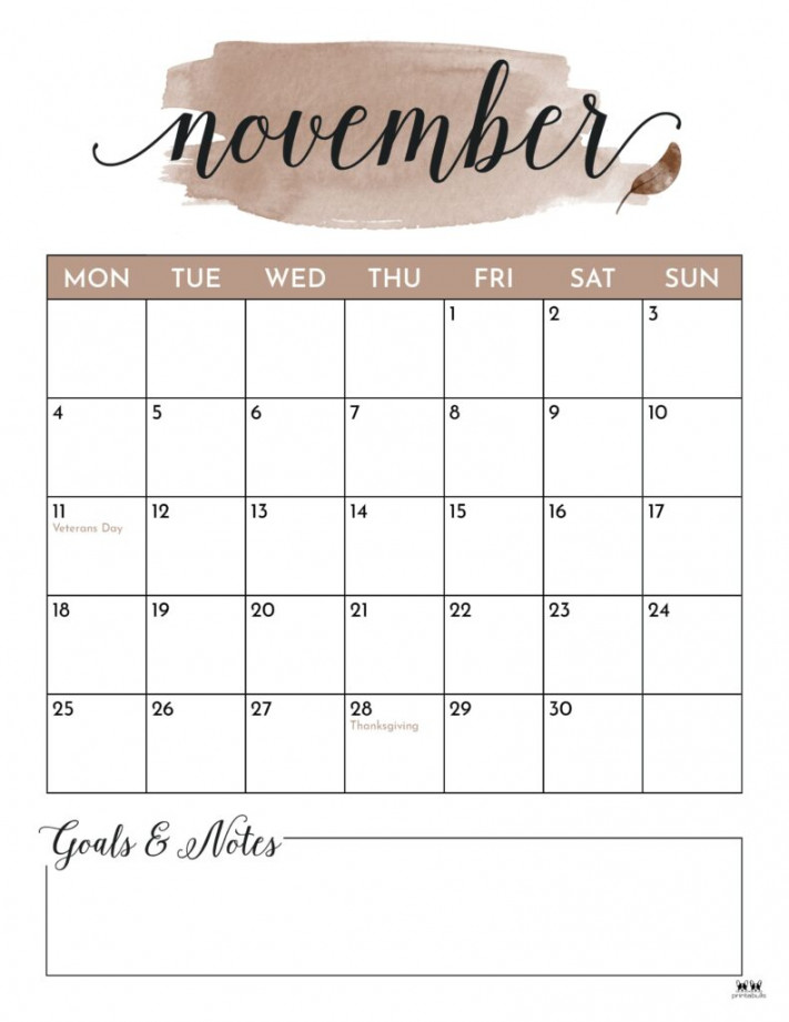 November calendars free printables printabulls