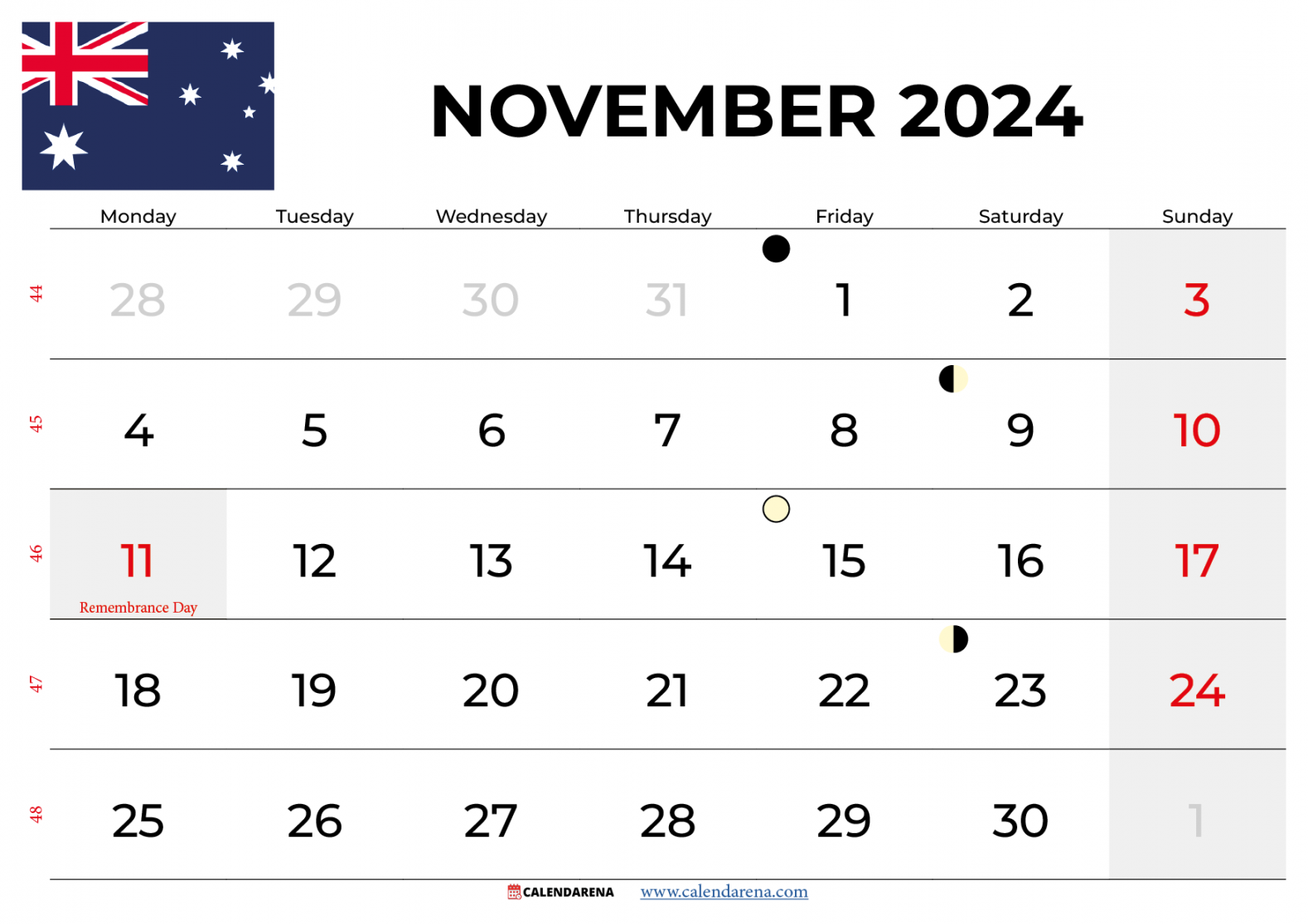 Printable Calendar November Australia