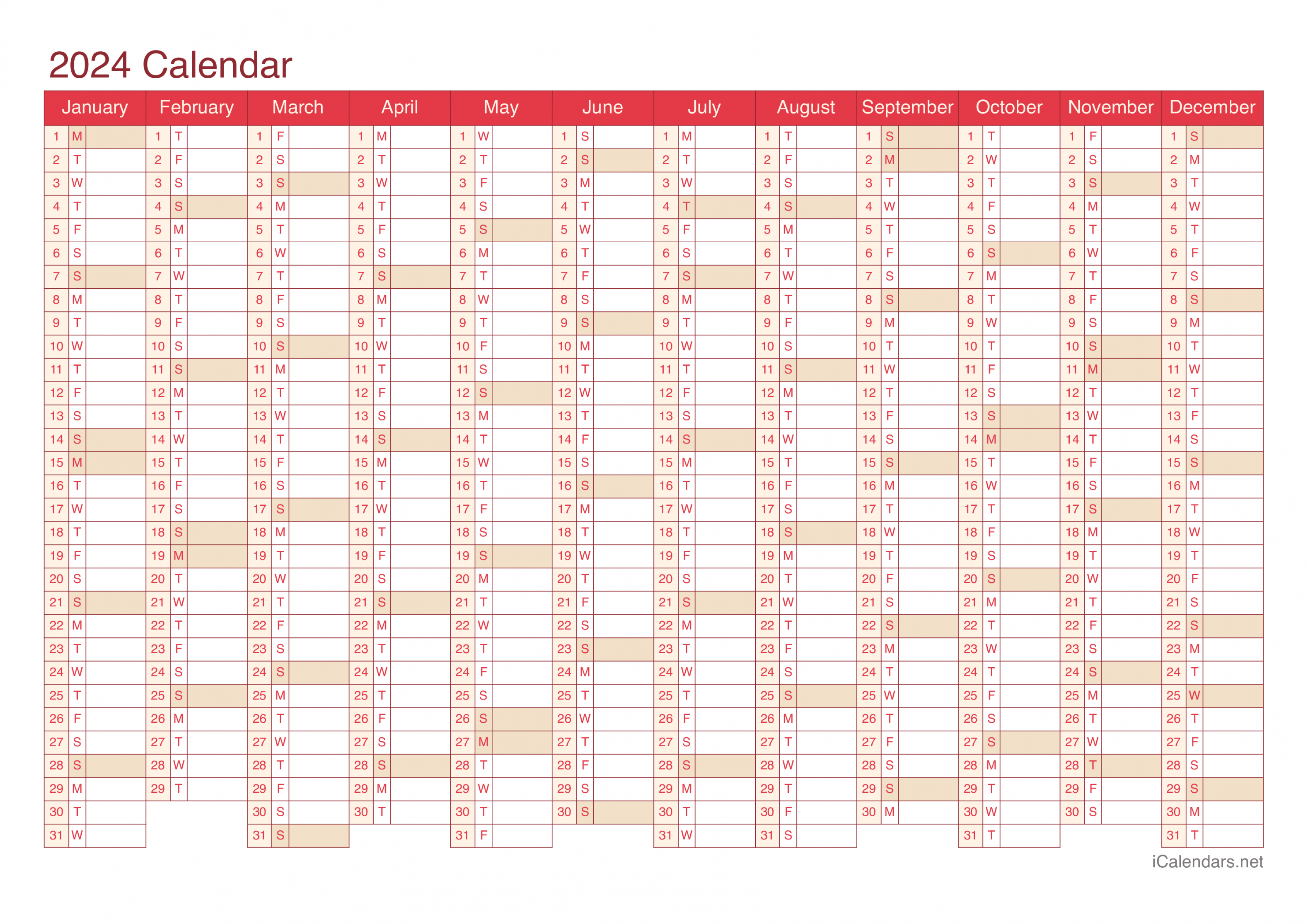 Printable Calendar - PDF or Excel