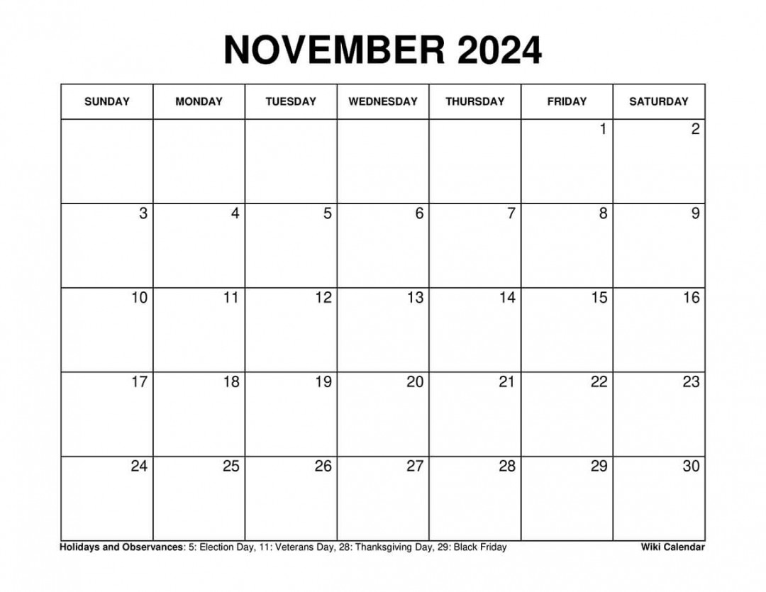 Printable november calendar templates with holidays wiki