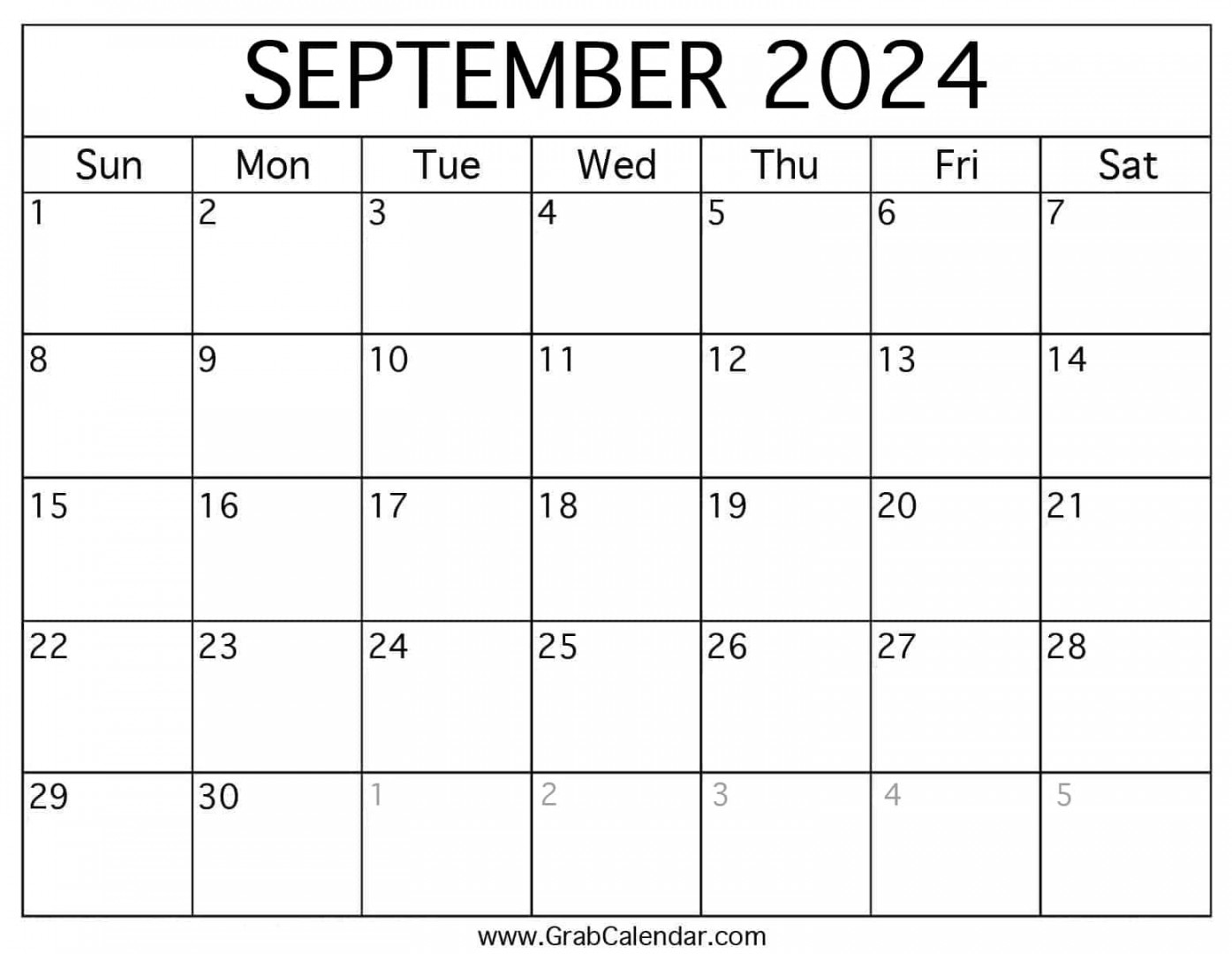 Printable september calendar