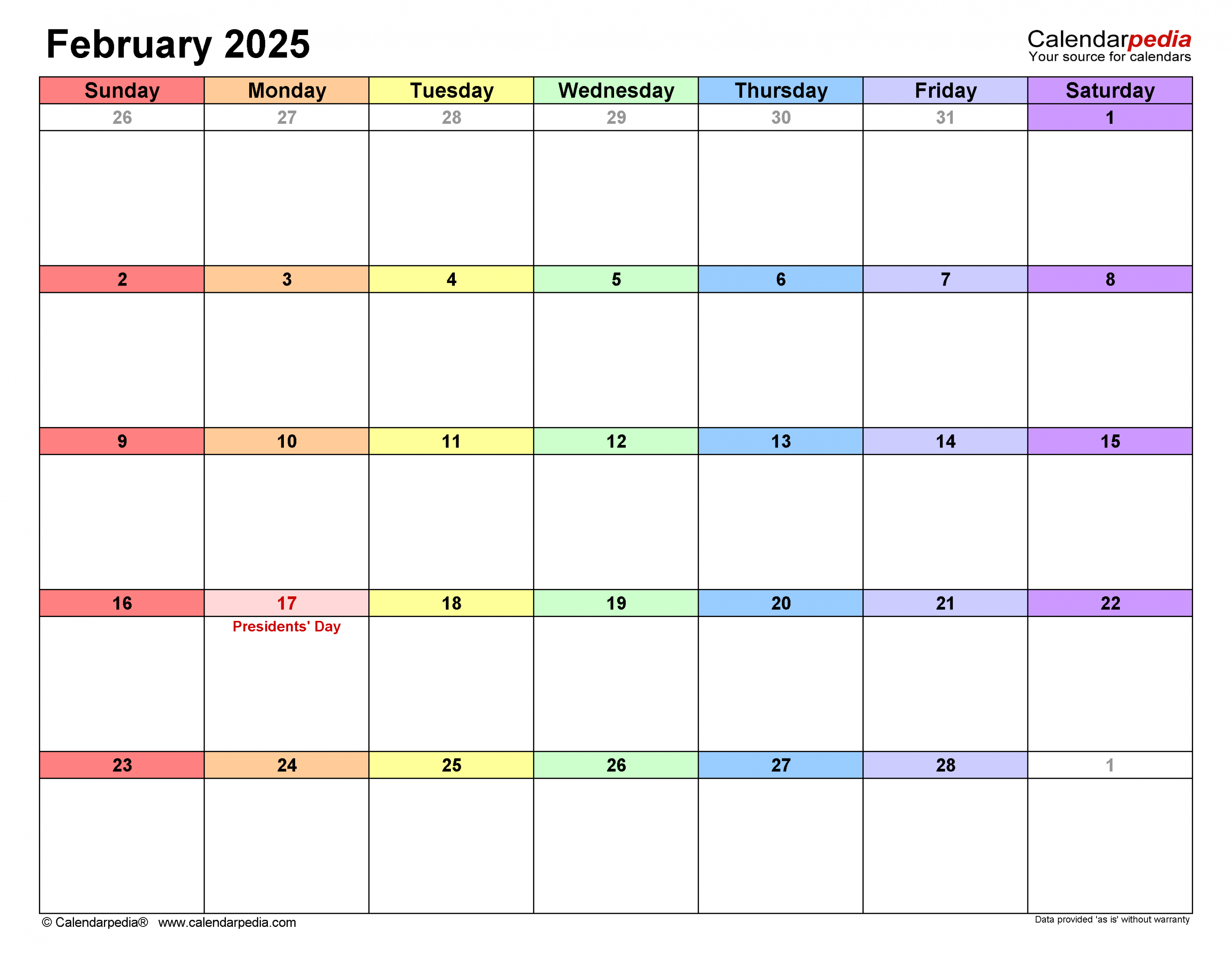 February calendar templates for word, excel and pdf