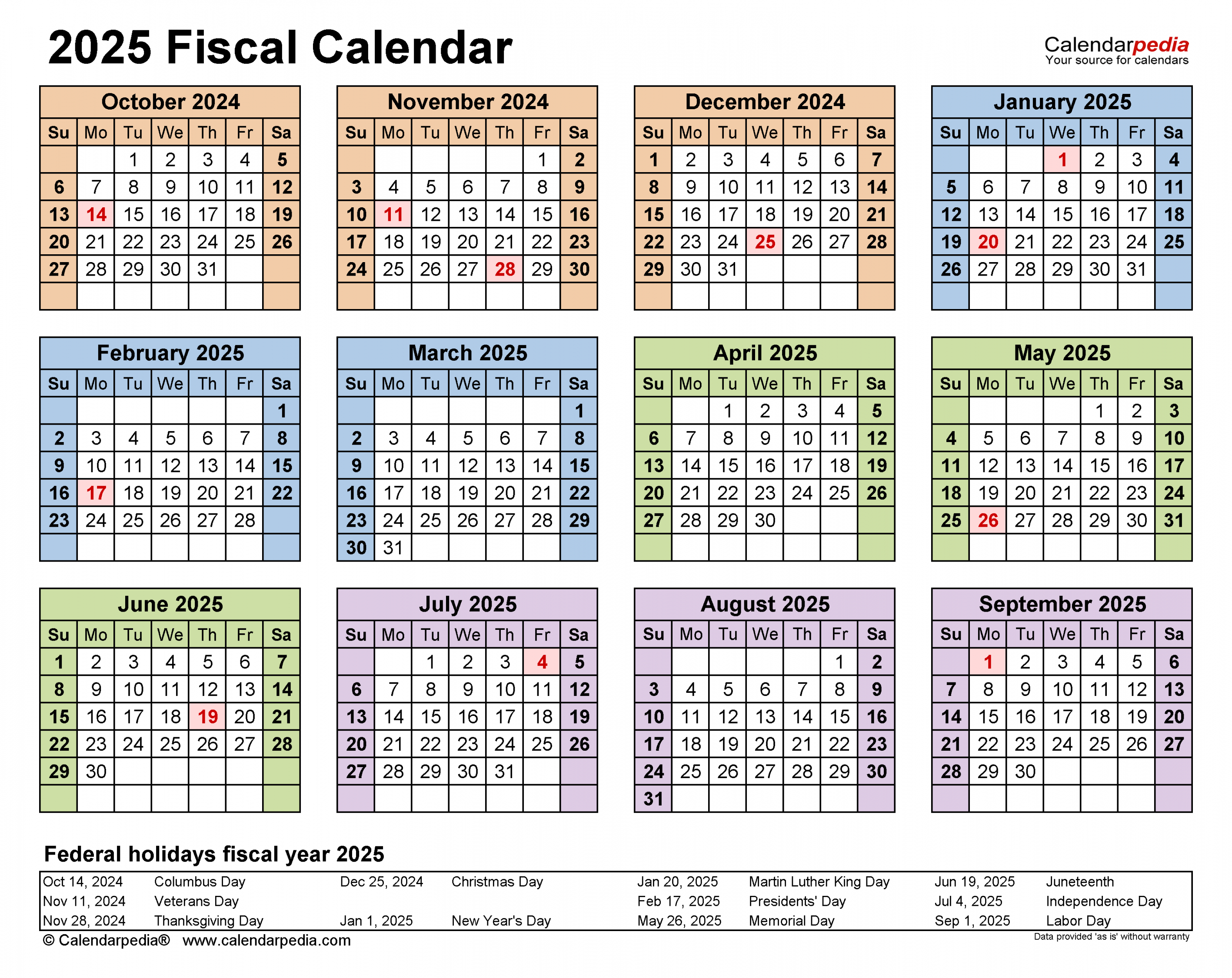 Fiscal Calendars  - Free Printable Excel templates