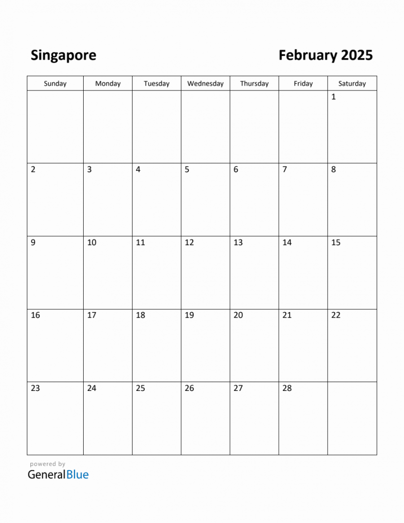 Free printable february calendar for singapore