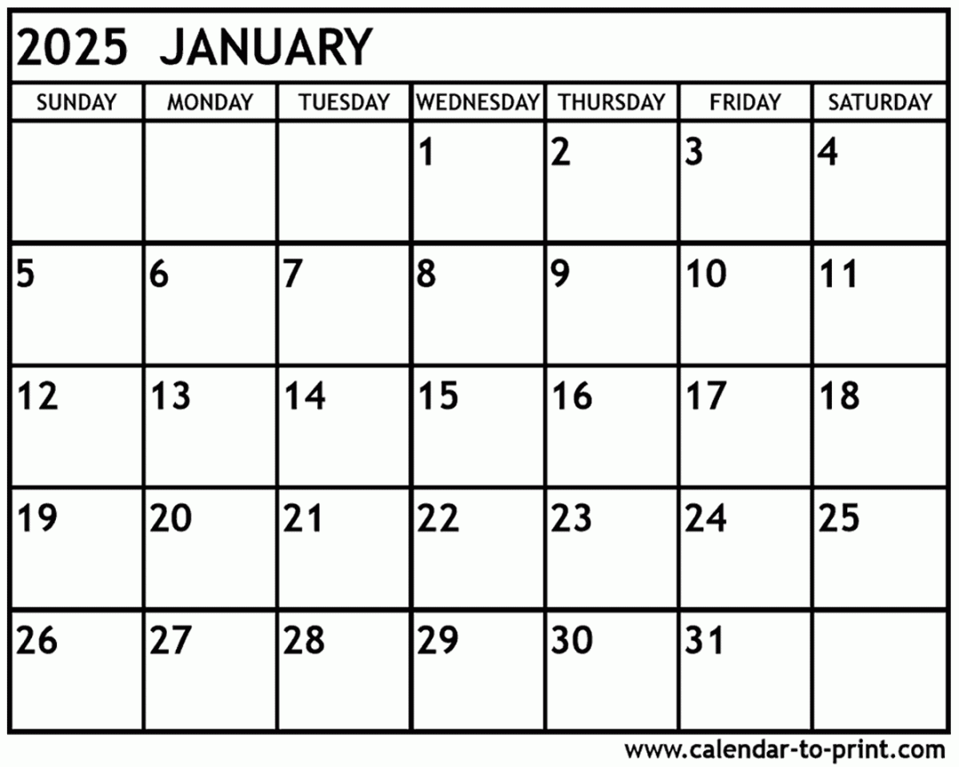 January calendar printable