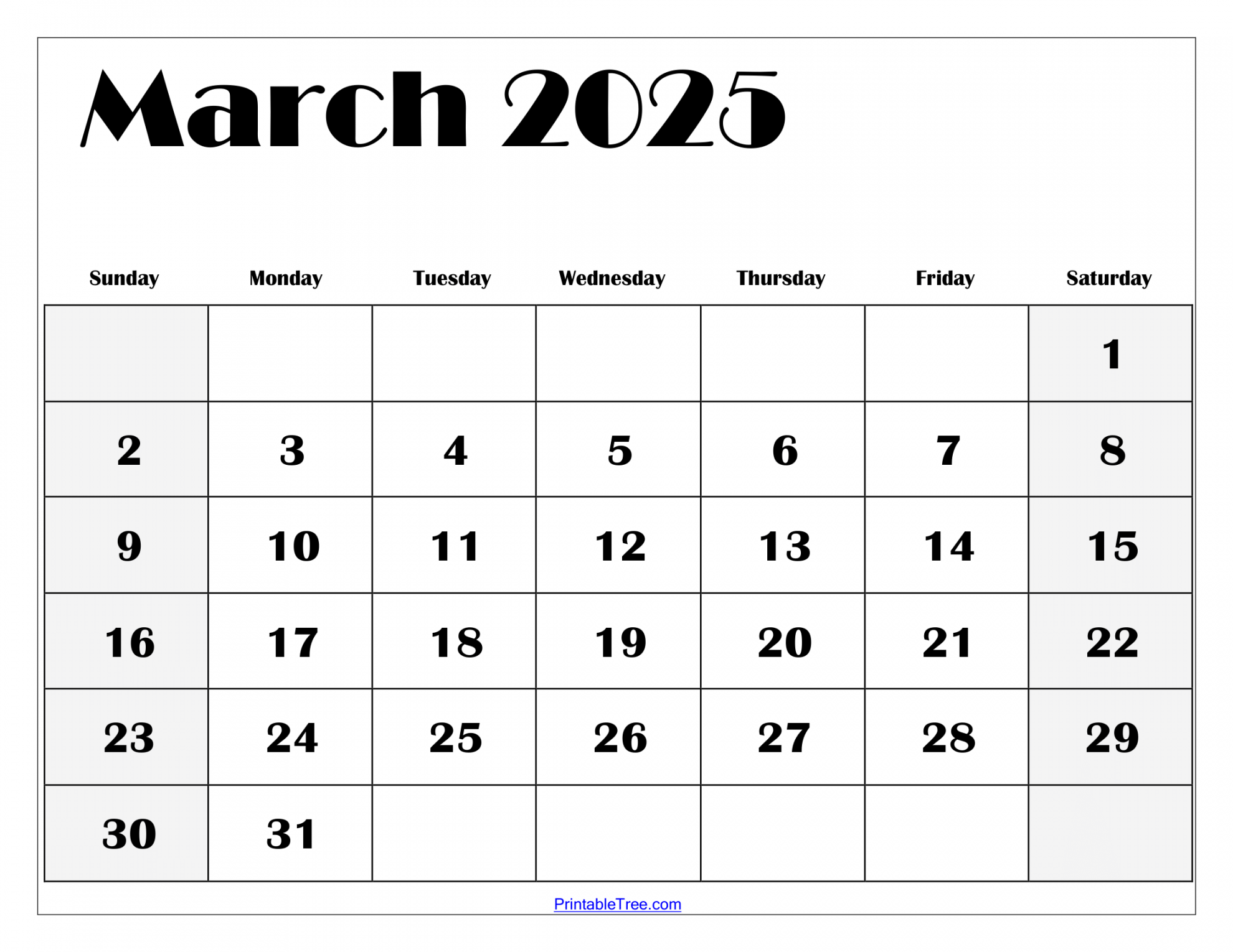 March calendar printable pdf template with holidays