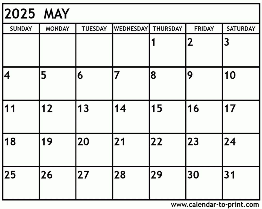 May calendar printable