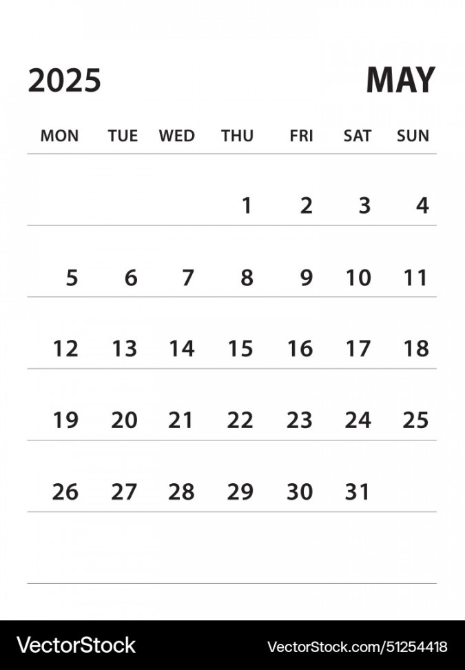 May calendar template royalty free vector image