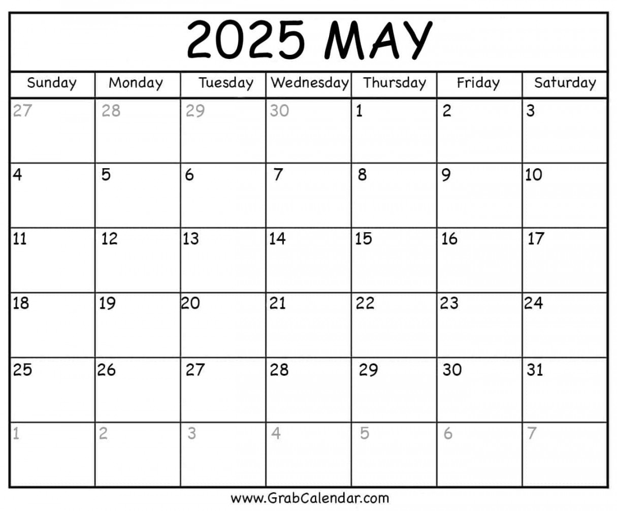 Printable may calendar