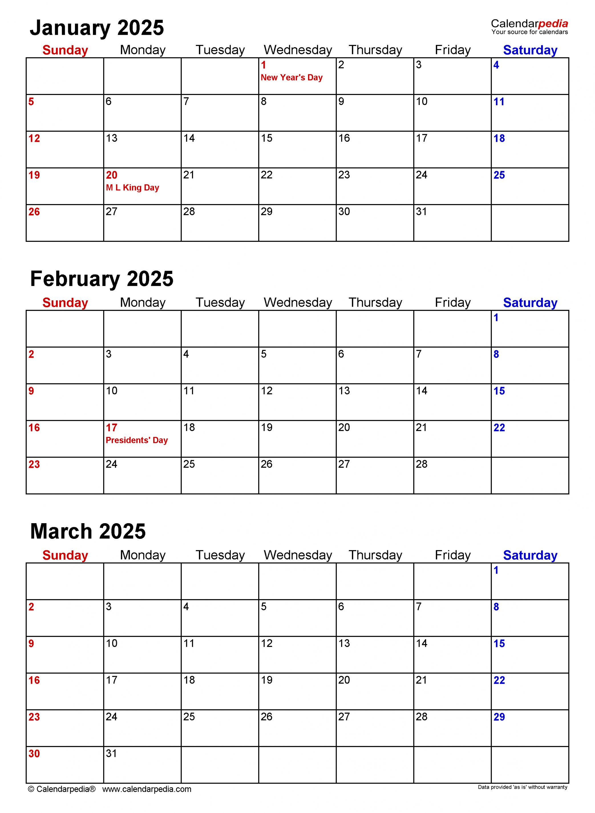 Quarterly calendars free printable pdf templates