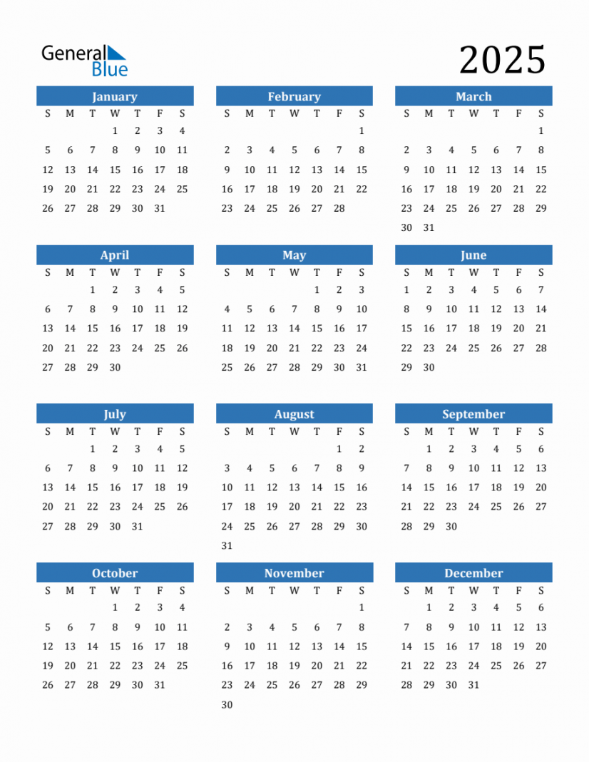 Yearly calendar