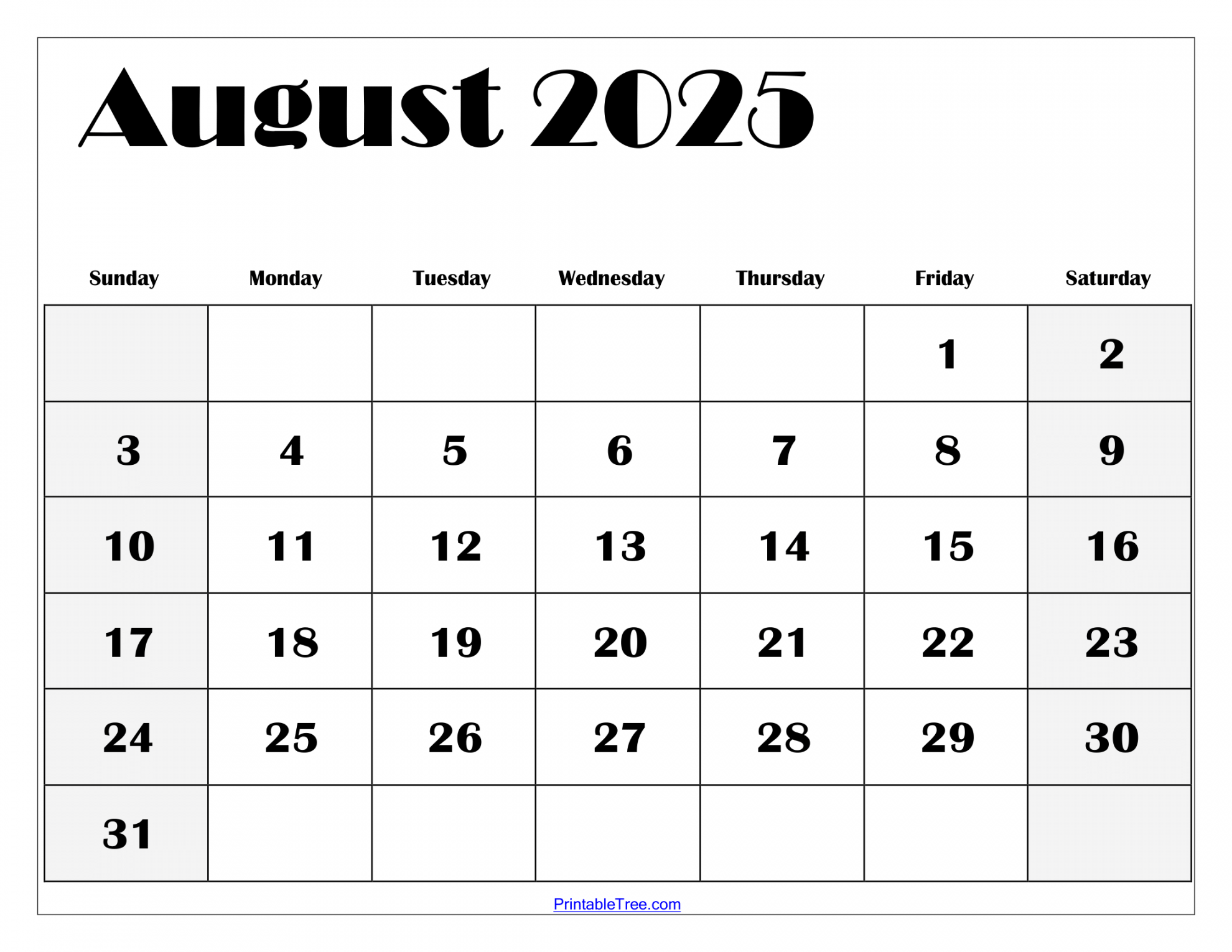 August calendar printable pdf template with holidays