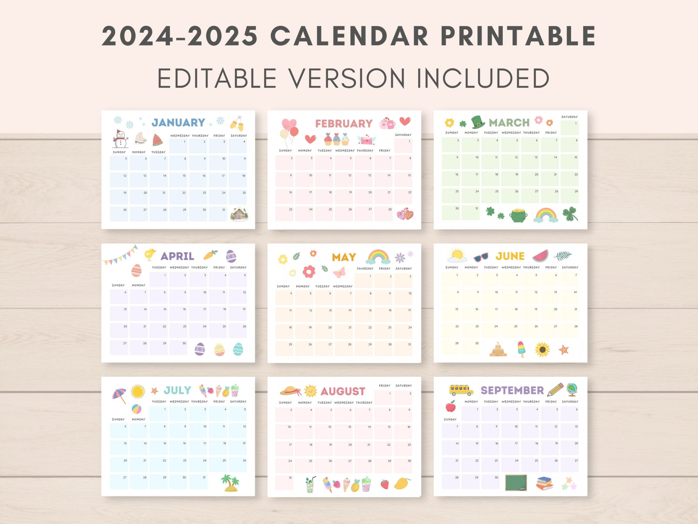 Editable Calendar Templates - Etsy