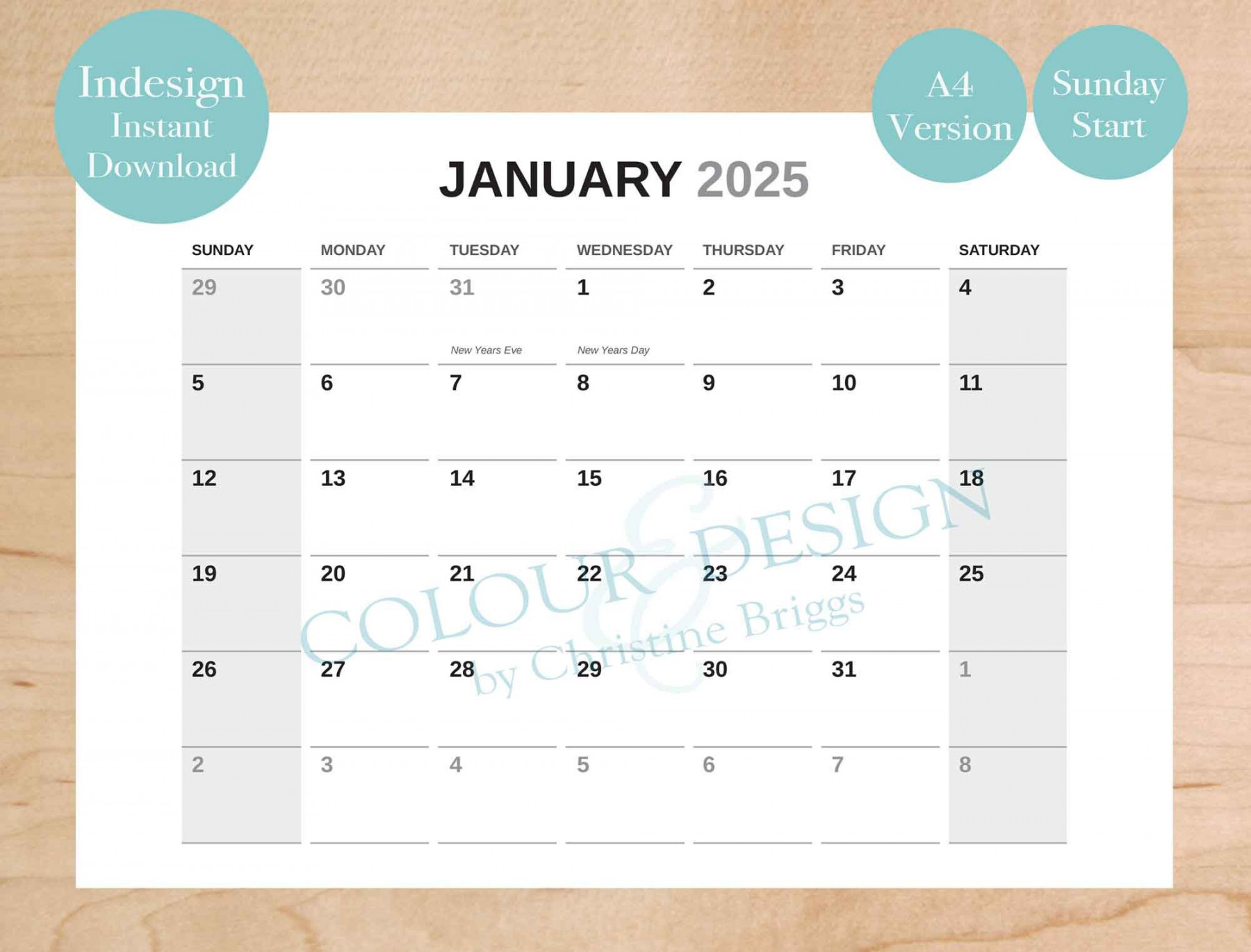 Editable Indesign Calendar Template