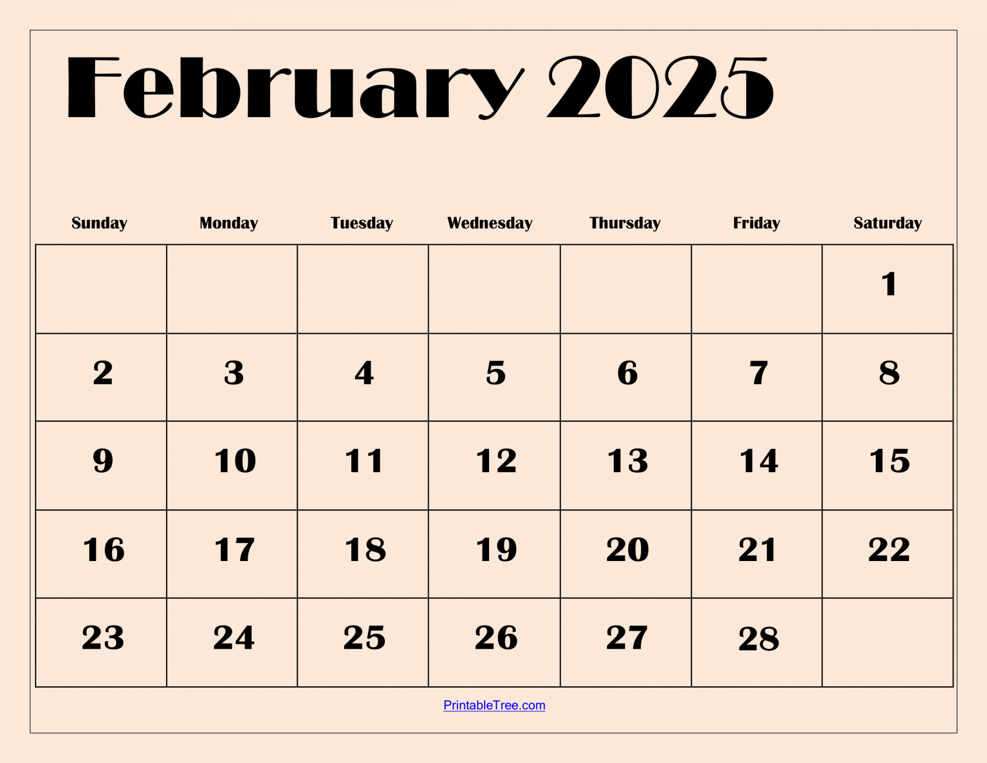 February calendar printable pdf template with holidays