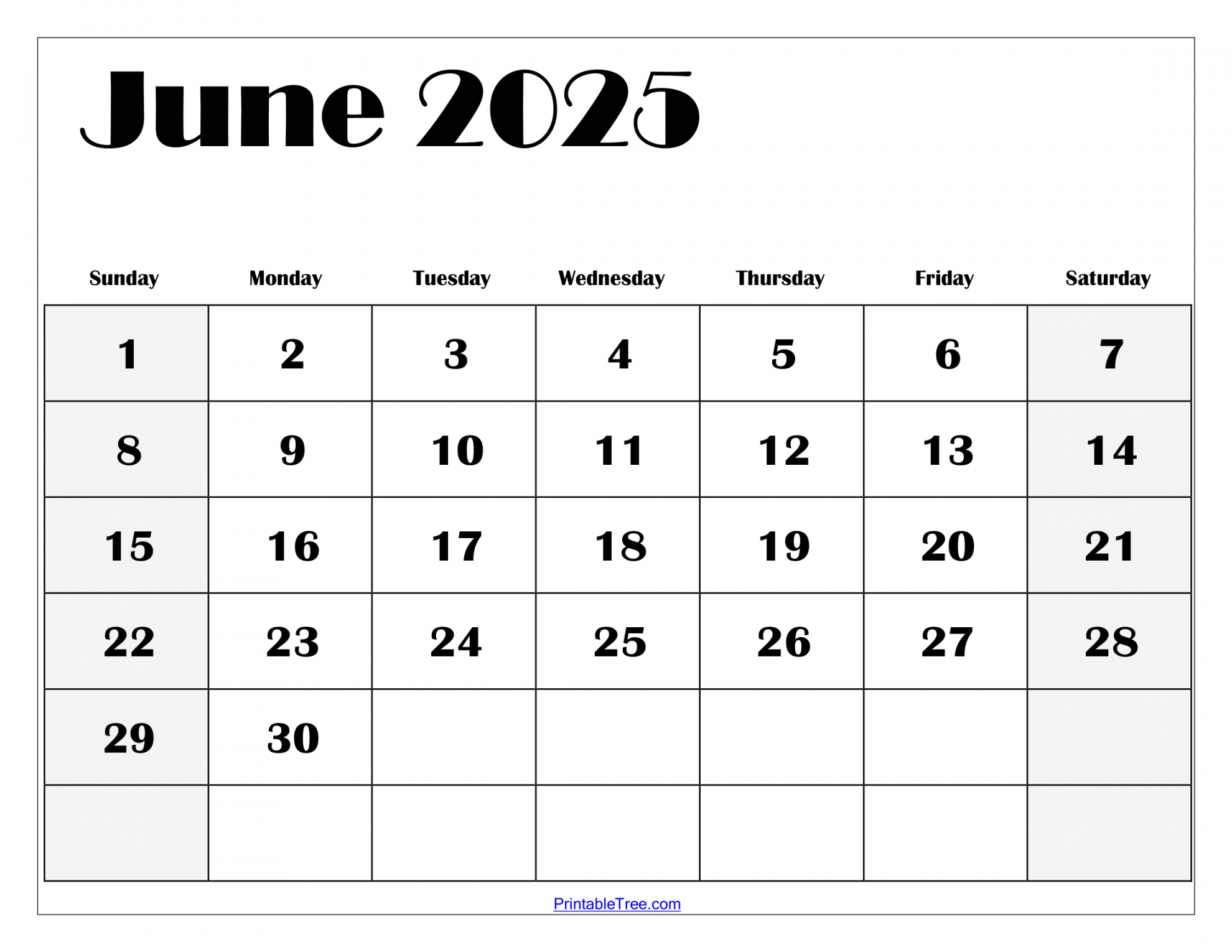 Free june calendar printable pdf template with holidays