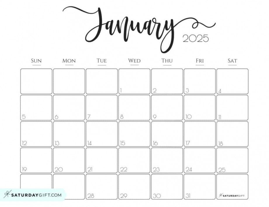 January calendar cute & free printables saturdaygift