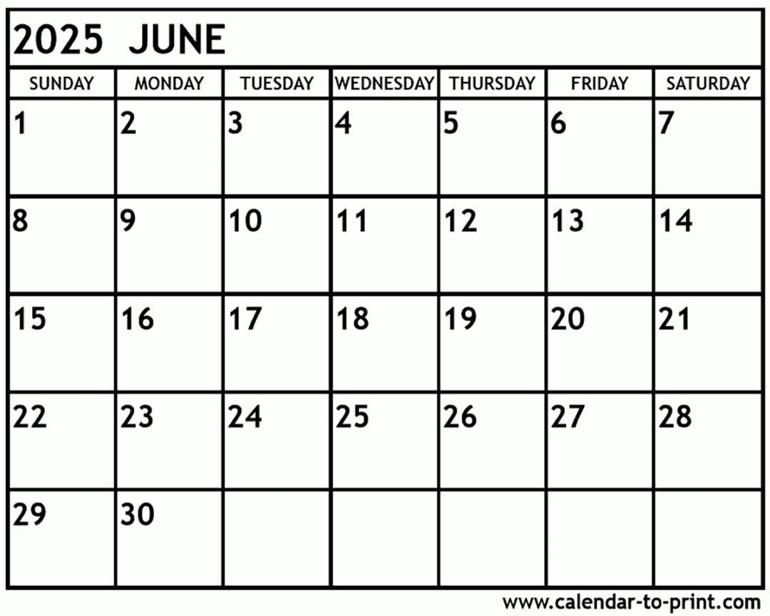 June calendar printable