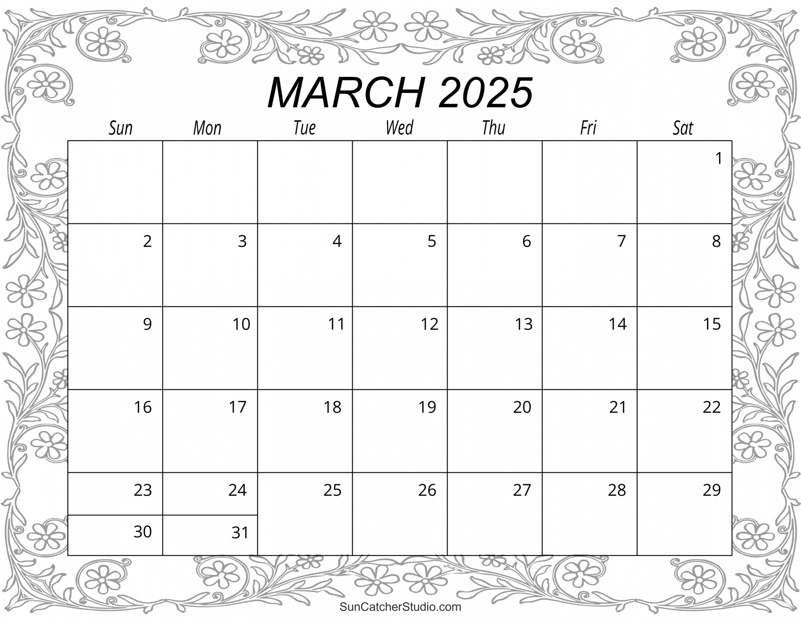 March  Calendar (Free Printable) – DIY Projects, Patterns