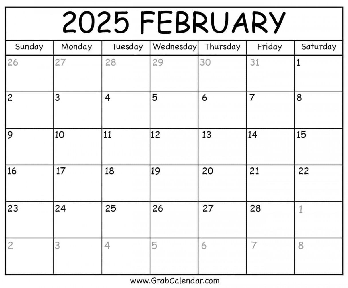 Printable February  Calendar